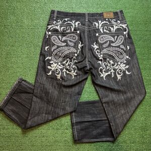 Reve black and white bandana print denim Jeans Size W 38 L 32 baggy Vintage Pant